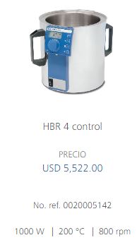 HBR 4 control
El baño de calentamiento posee las siguientes características:
Forma del baño cilíndrica